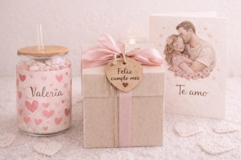 Caja de regalo personalizada con tarjeta y vaso